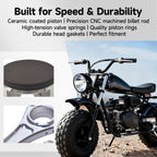 Billet Rod（3.308）70mm Ceramic Coated Flat Top Piston .550 with 18lb Valve Spring Kit for the Harbor Freight Predator 212cc Hemi and Non-Hemi versions Engine Minibike Go Kart Cart
