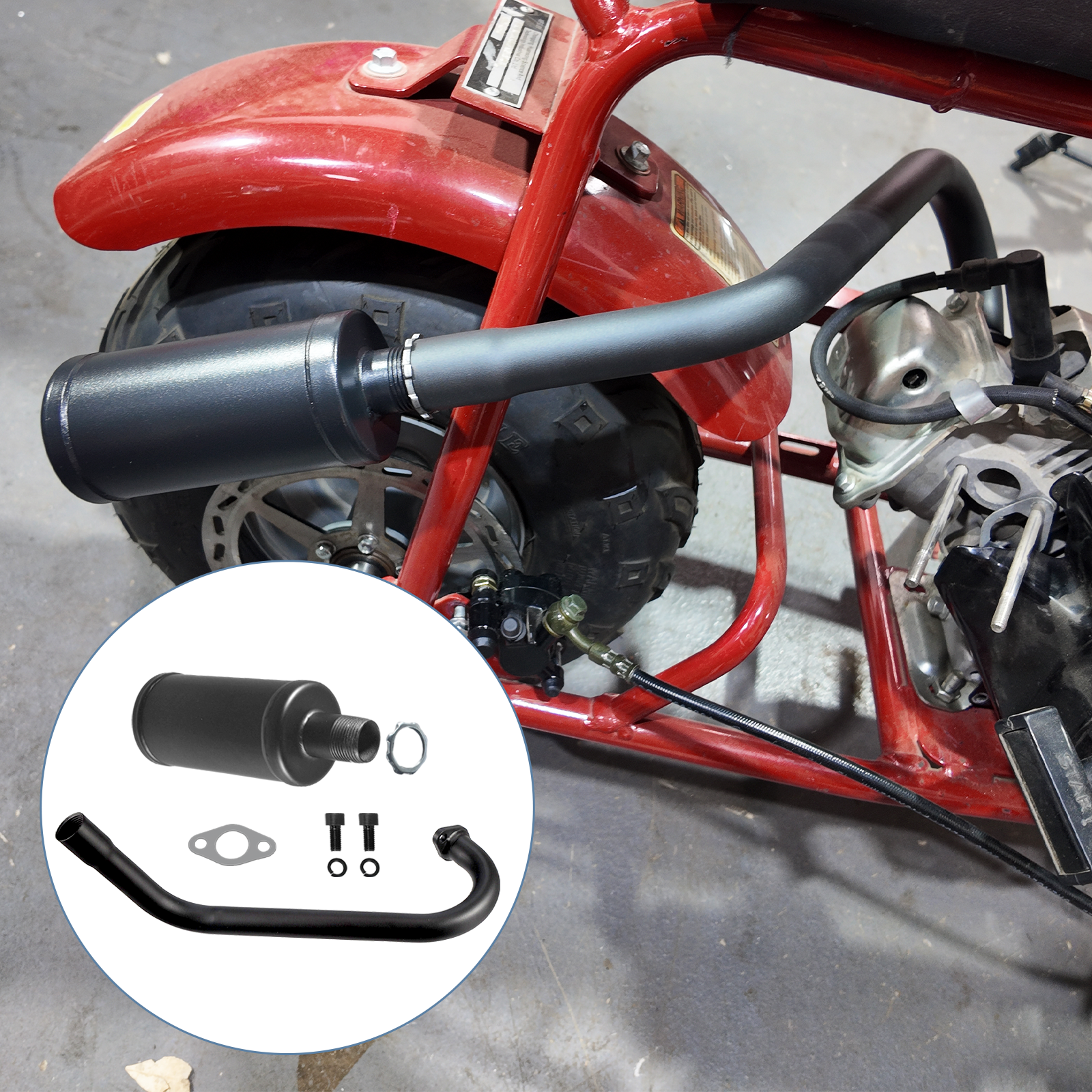 Upgrade Right Long Exhaust Pipe With Muffler For Coleman CT100U CC100X 98cc For FRP GMB100 Mini Bike For Predator 79cc 3hp Engine Mini Bike Black