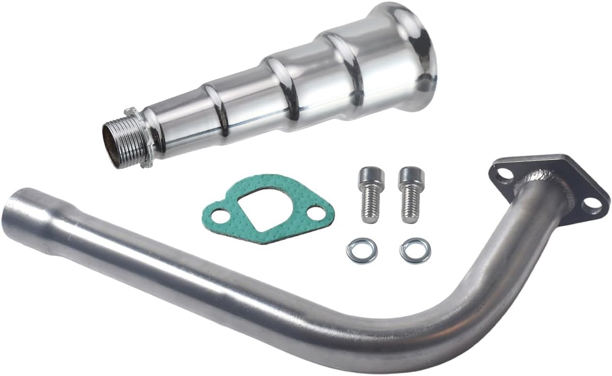 Silver 4 Stage Exhaust Header Pipe,For Predator 212cc 196cc Go Kart& Mini Bike, For Coleman Powersports CT200U,CT200U-EX,BT200X, For Honda GX160,GX200