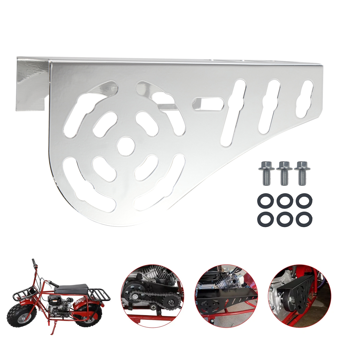 Bright Silver Chain Guard Clutch Cover For Predator 212 196cc Honda GX160 GX200