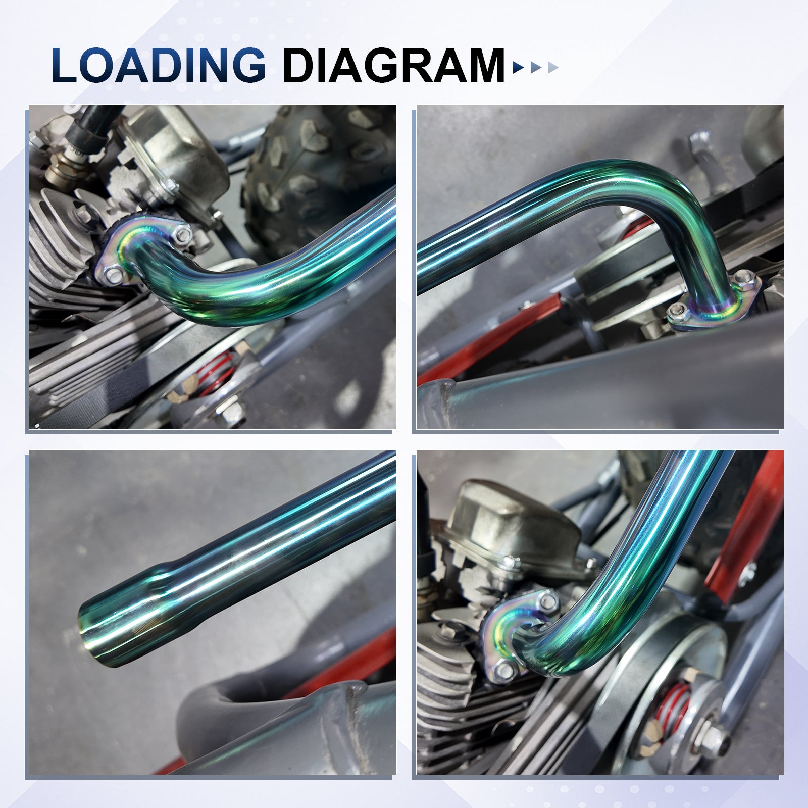A Bent Exhaust Pipe With Female Threaded Colorful