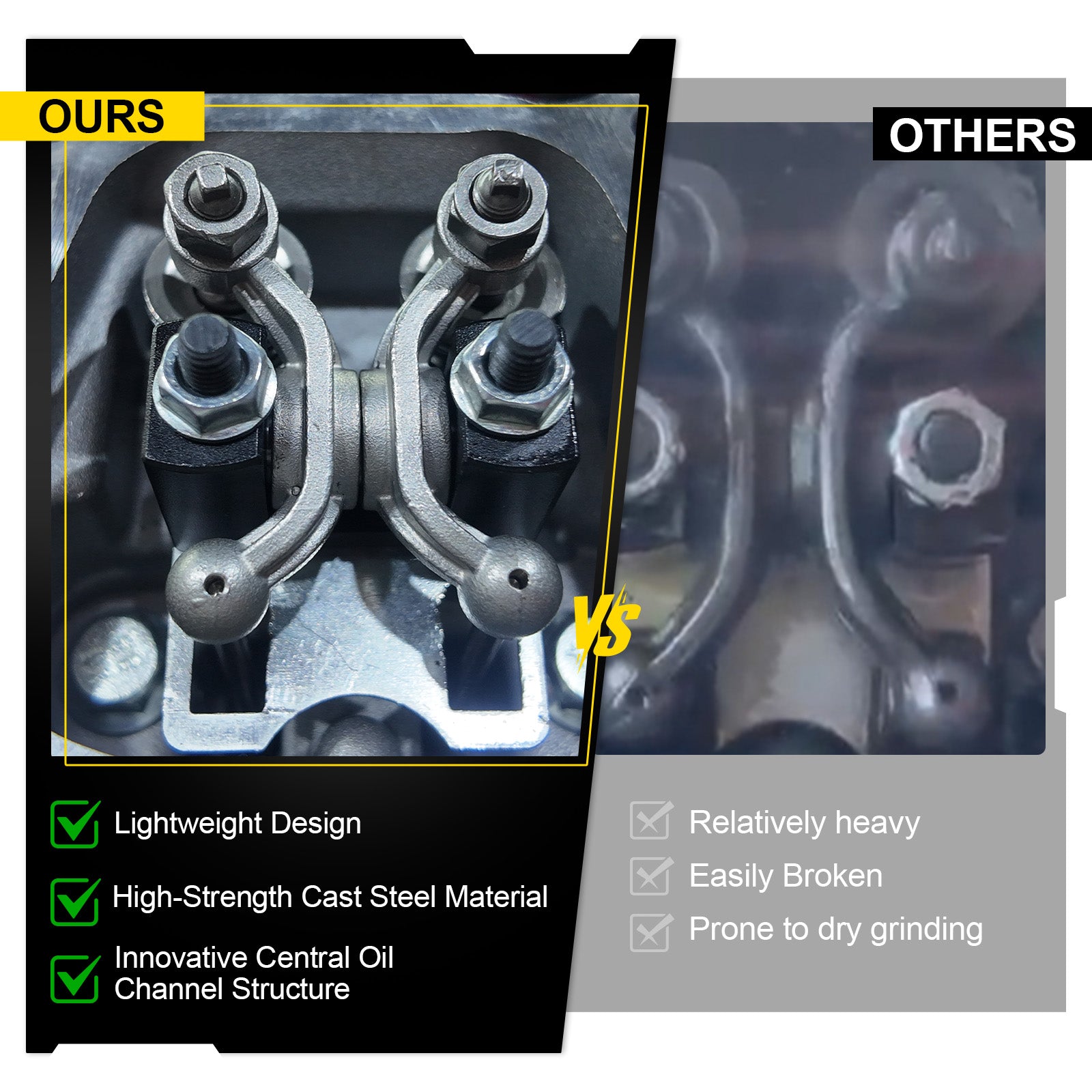 1.3 Ratio Rocker Arms w/Stainless Steel Valves 26lb Springs fit for Predator 212cc New Non-Hemi Engine