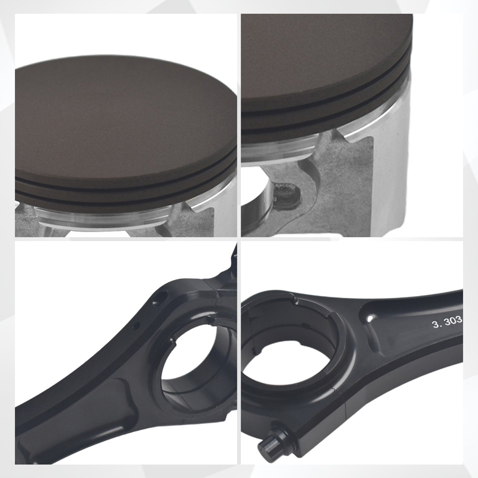 3.303" Billet Aluminum Connecting Rod With 70mm Ceramic Coated Flat Top Piston .550 Gaskets For Honda GX200 Clone Engines Go Kart Parts