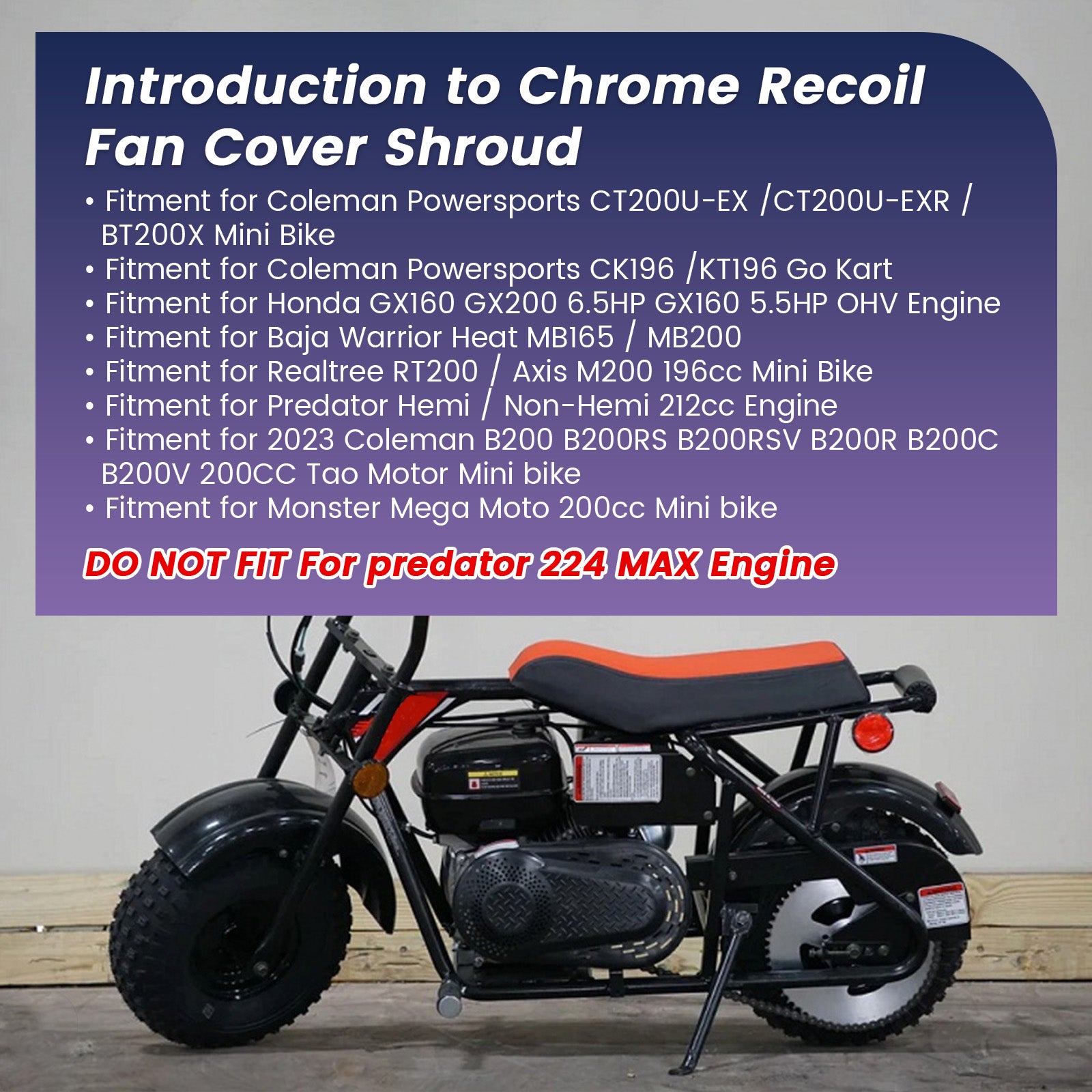 Recoil Fan Cover For Predator 212cc For Honda GX160 GX200 For Coleman CT200U BT200X For Tillotson Hisun Clone 196cc Engine For KT196 Go Kart Mini Bike Colorful