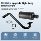 Upgrade Right Long Exhaust Pipe With Muffler For Coleman CT100U CC100X 98cc For FRP GMB100 Mini Bike For Predator 79cc 3hp Engine Mini Bike Black