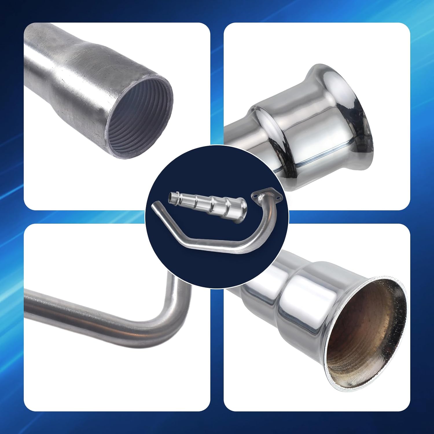 Upgraded 4 Stage Exhaust Header Pipe Silver,For Predator 212cc 196cc Go Kart& Mini Bike, For Coleman Powersports CT200U,CT200U-EX,BT200X, For Honda GX160,GX200