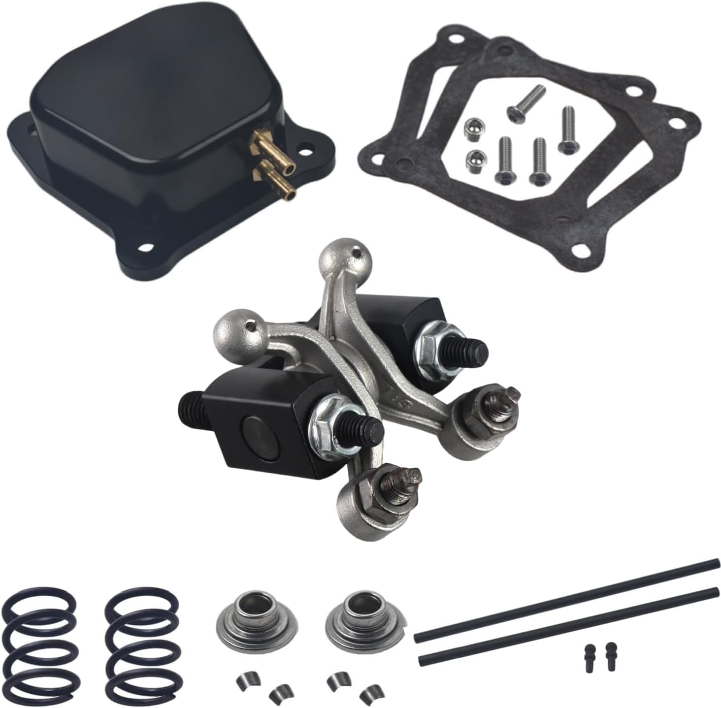 GX200 Valve Cover 1.3 Ratio Solid Cast Racing Shaft Rocker Arm With 26lb Valve Springs Chromoly Push Rods Kit For Predator 212 Non Hemi 196cc 224cc For GX160 GX200 Mini Bike Performance Parts(Black)
