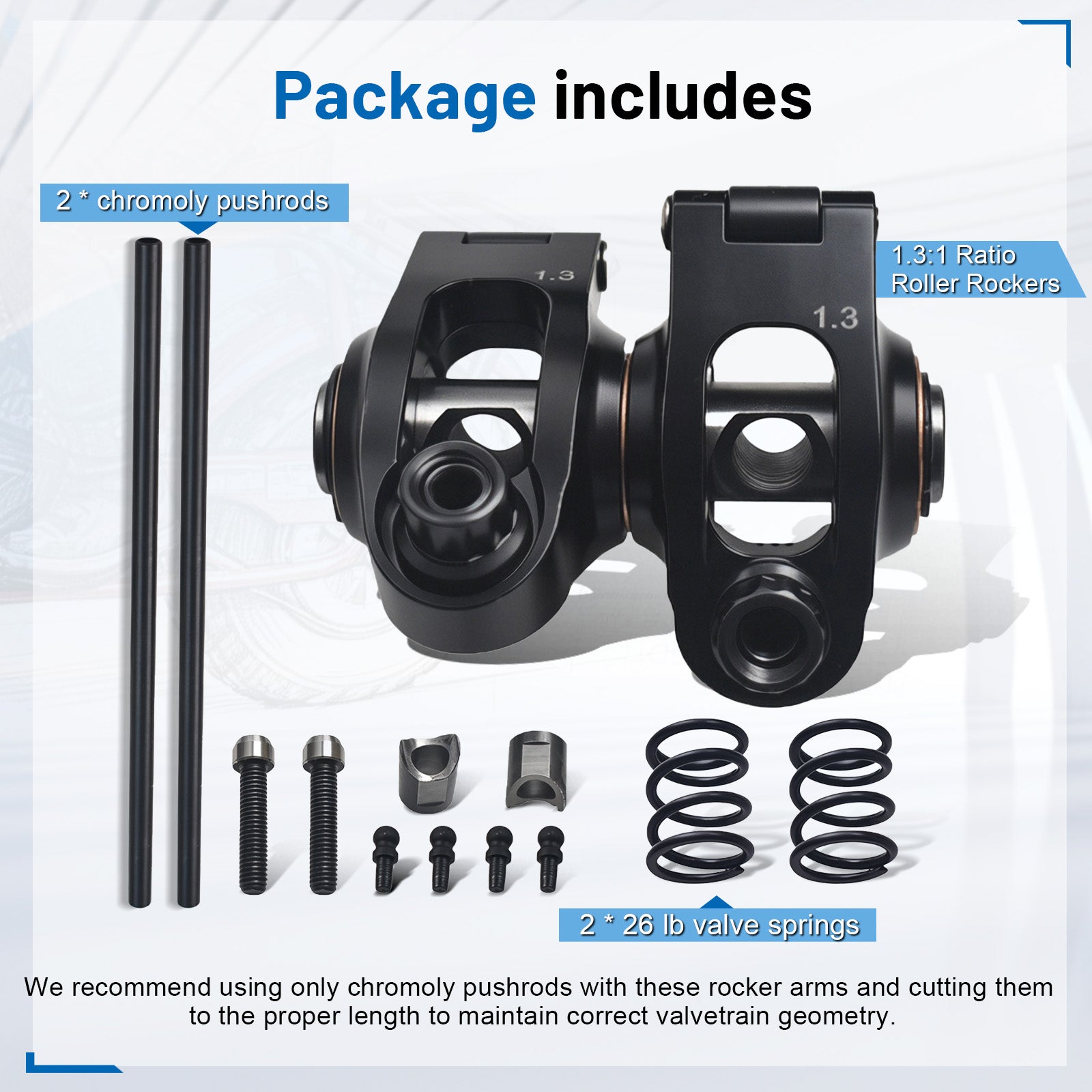 Ultra Light 1.3 Ratio Roller Rockers Kit For Predator 212cc Non Hemi For Honda GX200 Clone Engines with Chromoly Pushrods and Valve Springs