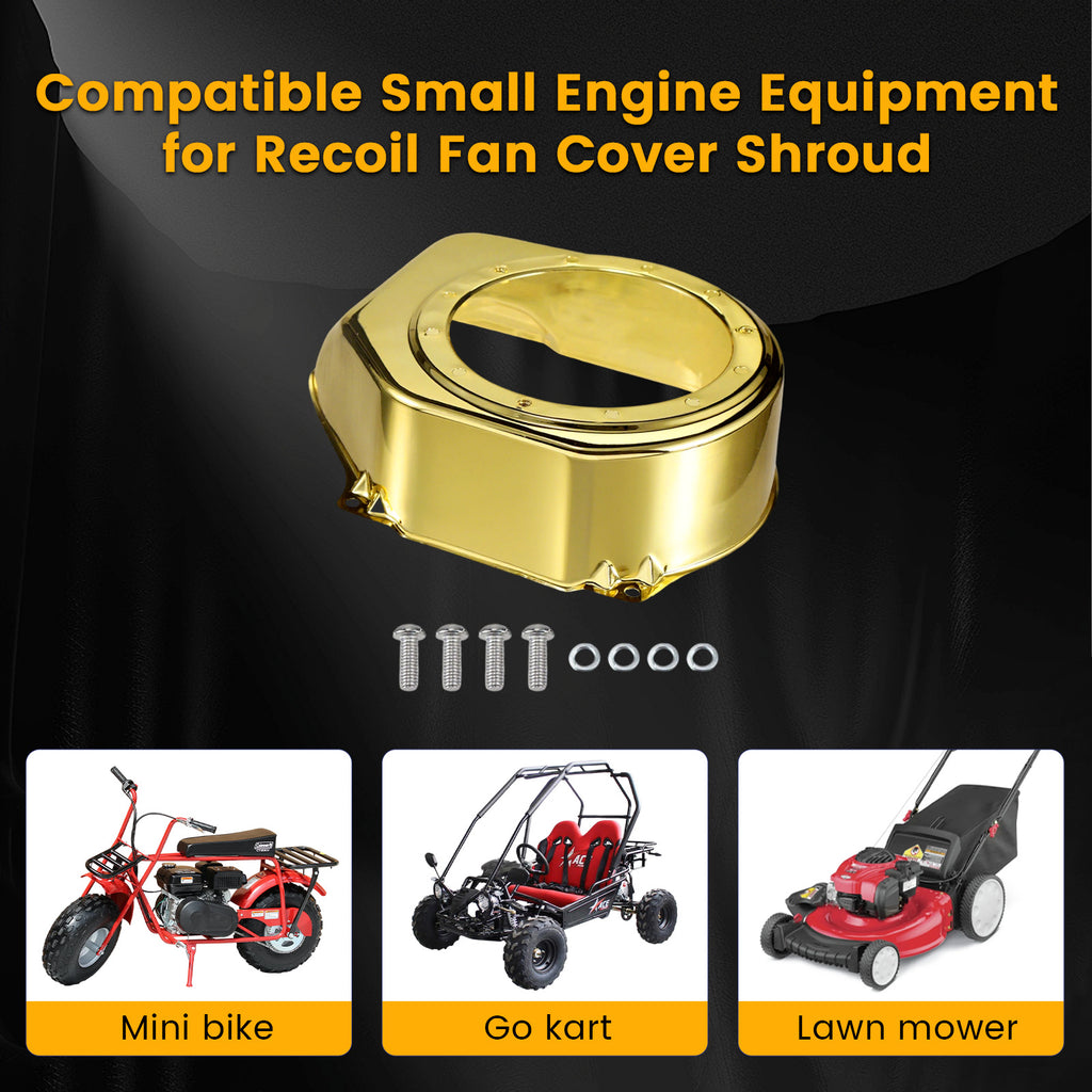Recoil Fan Cover For Predator 212cc For Honda GX160 GX200 For Coleman CT200U BT200X For Tillotson Hisun Clone 196cc Engine For KT196 Go Kart Mini Bike Gold