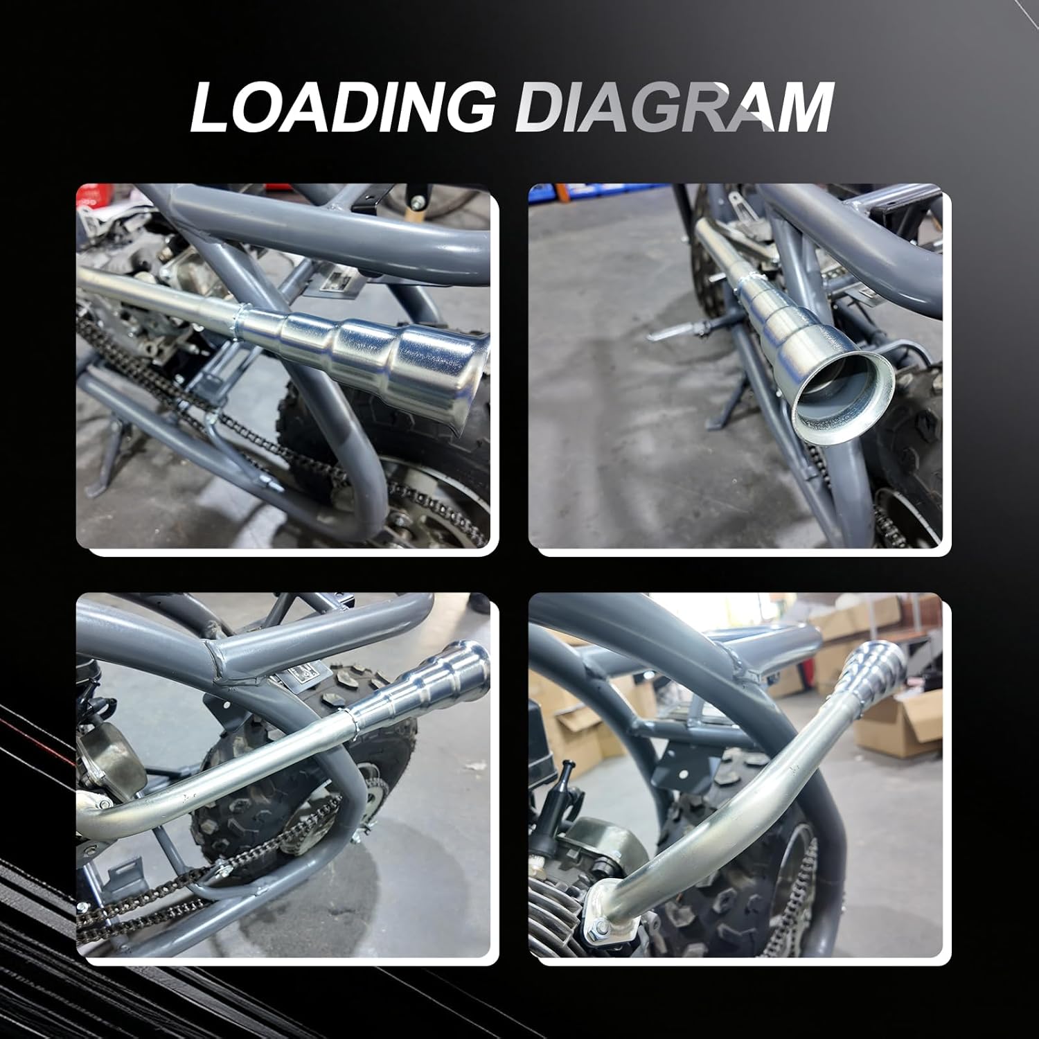 Silver 4 Stage Exhaust Header Pipe,For Predator 212cc 196cc Go Kart& Mini Bike, For Coleman Powersports CT200U,CT200U-EX,BT200X, For Honda GX160,GX200