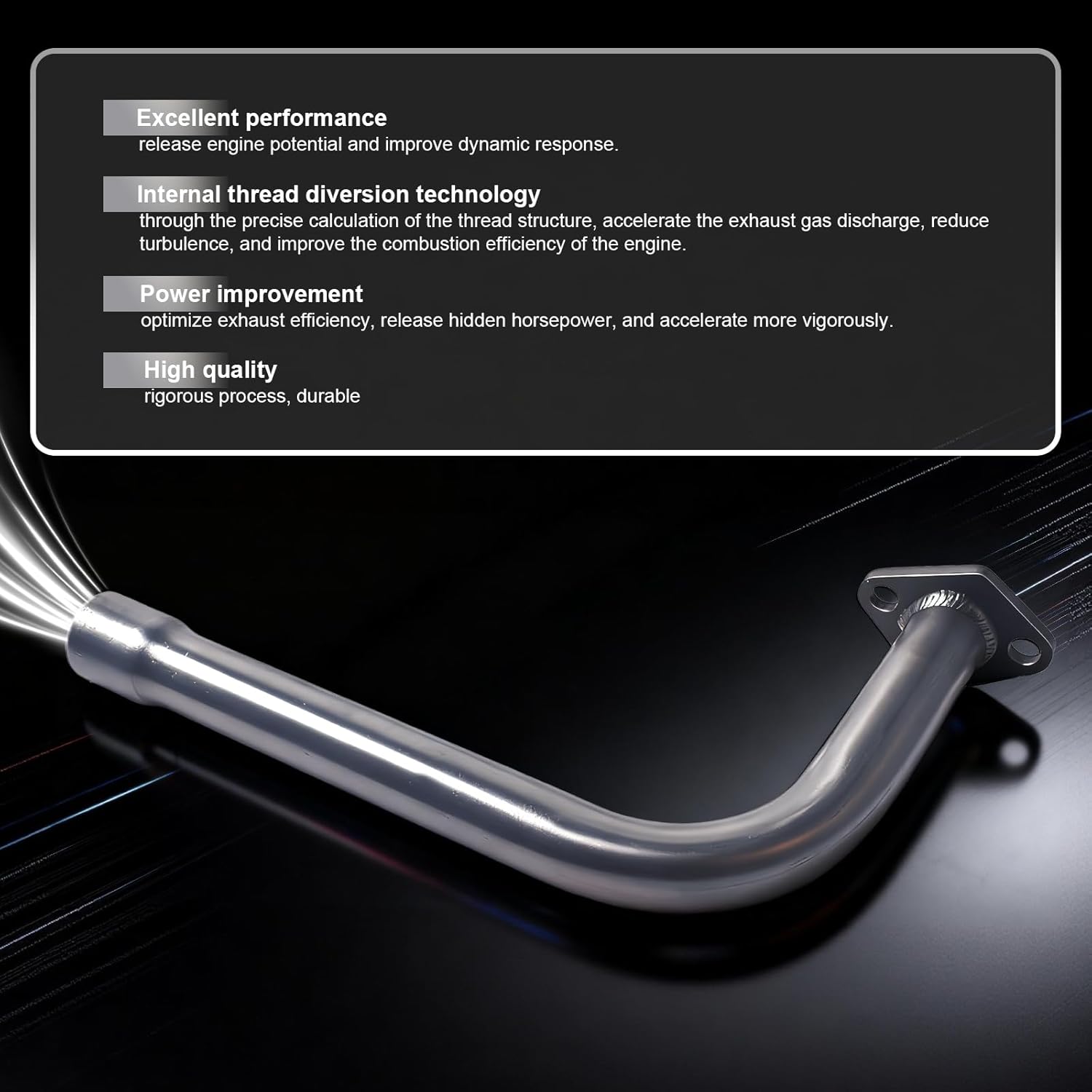 Silver 4 Stage Exhaust Header Pipe,For Predator 212cc 196cc Go Kart& Mini Bike, For Coleman Powersports CT200U,CT200U-EX,BT200X, For Honda GX160,GX200