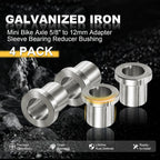 4 Pack 5/8" to 12mm Adapter Sleeve Bearing Reducer Bushing for Mini Bike Axle - Galvanized Iron