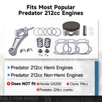Billet Rod（3.308）70mm Ceramic Coated Flat Top Piston .550 with 18lb Valve Spring Kit for the Harbor Freight Predator 212cc Hemi and Non-Hemi versions Engine Minibike Go Kart Cart