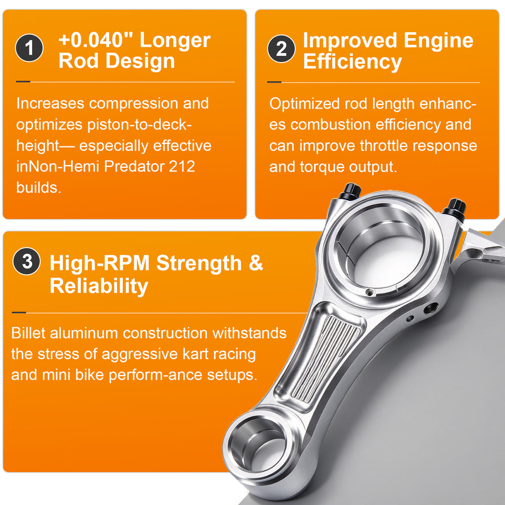 Billet Aluminum Connecting Rod (3.348") For Predator 212cc Hemi & Non-Hemi