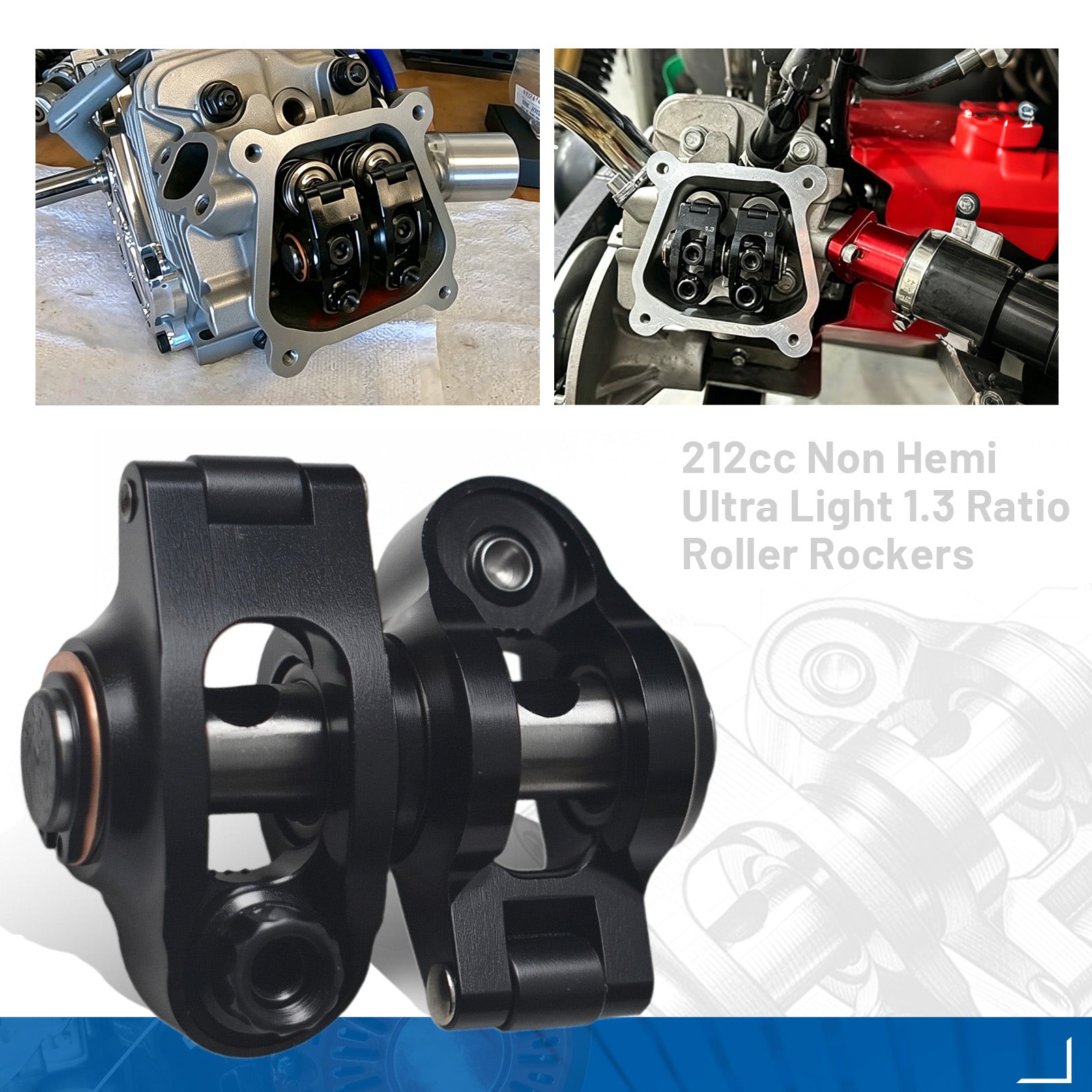 Ultra Light 1.3 Ratio Roller Rockers Kit For Predator 212cc Non Hemi For Honda GX200 Clone Engines with Chromoly Pushrods and Valve Springs