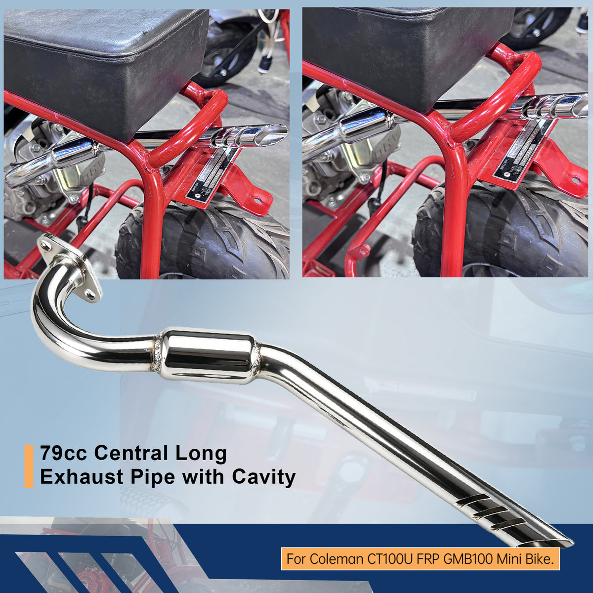 Central 98cc Exhaust Pipe For FRP GMB100 Coleman CT100U