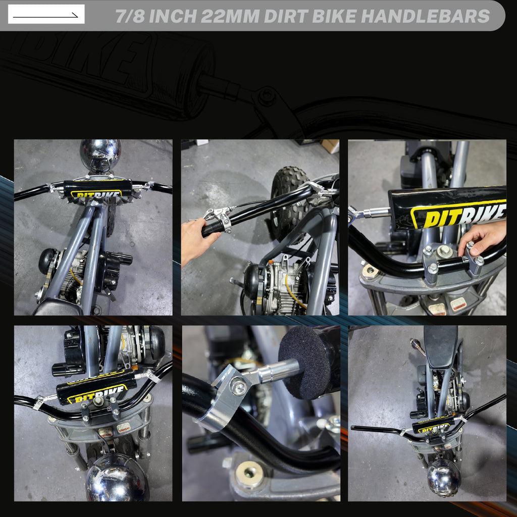 7/8" 22mm Dirt Pit Bike Handlebars with Crossbar & Foam Pad Black
