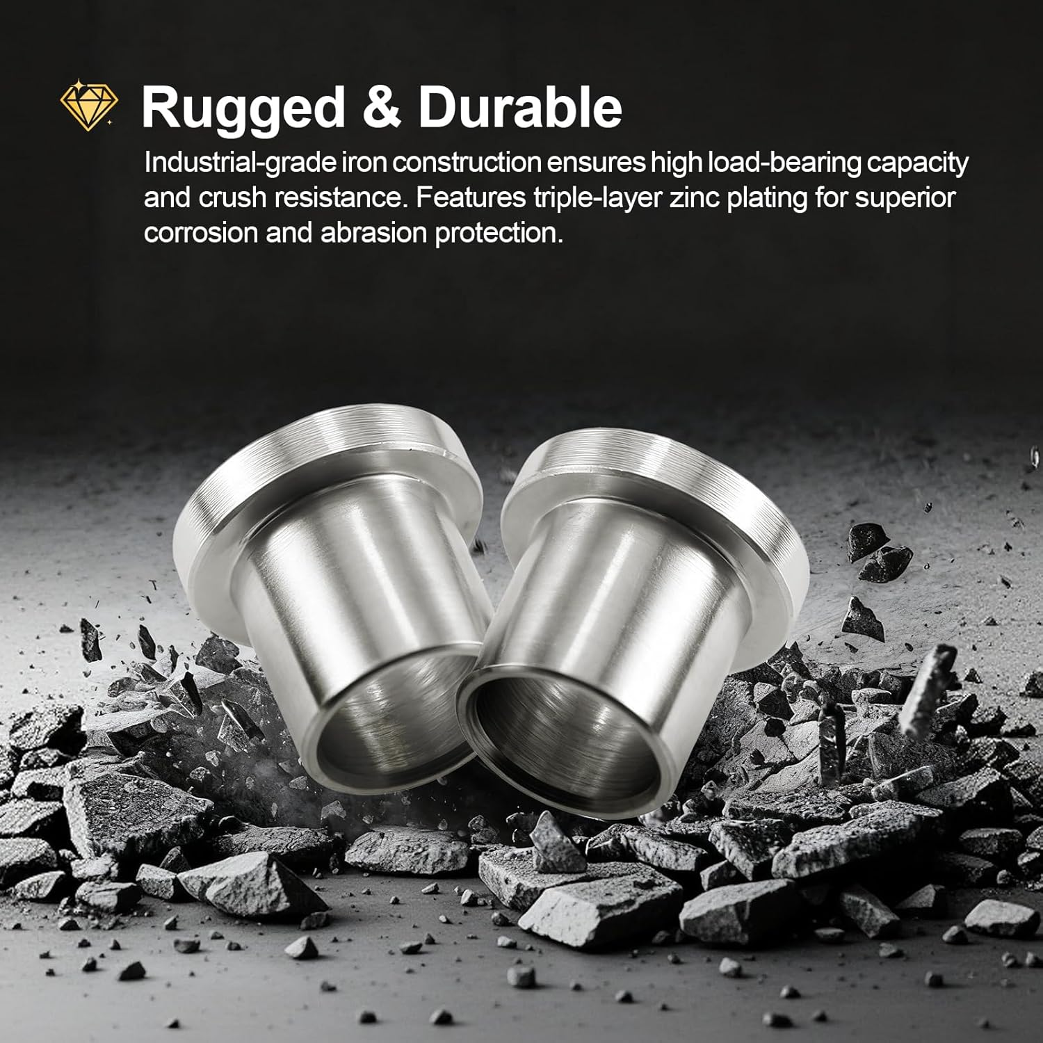 4 Pack 5/8" to 12mm Adapter Sleeve Bearing Reducer Bushing for Mini Bike Axle - Galvanized Iron