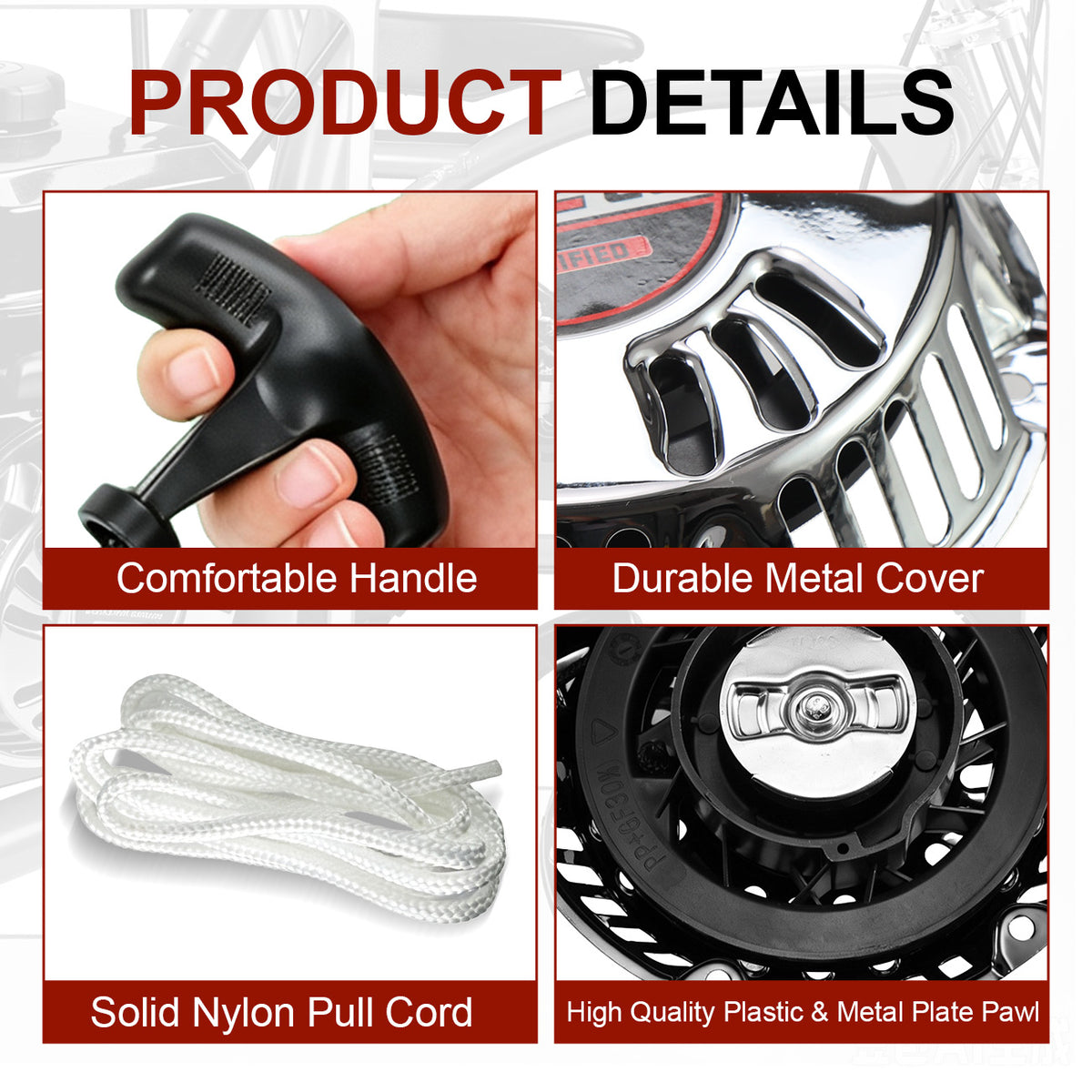 Upgrade Pull Start Recoil Starter for Predator 212cc Silver