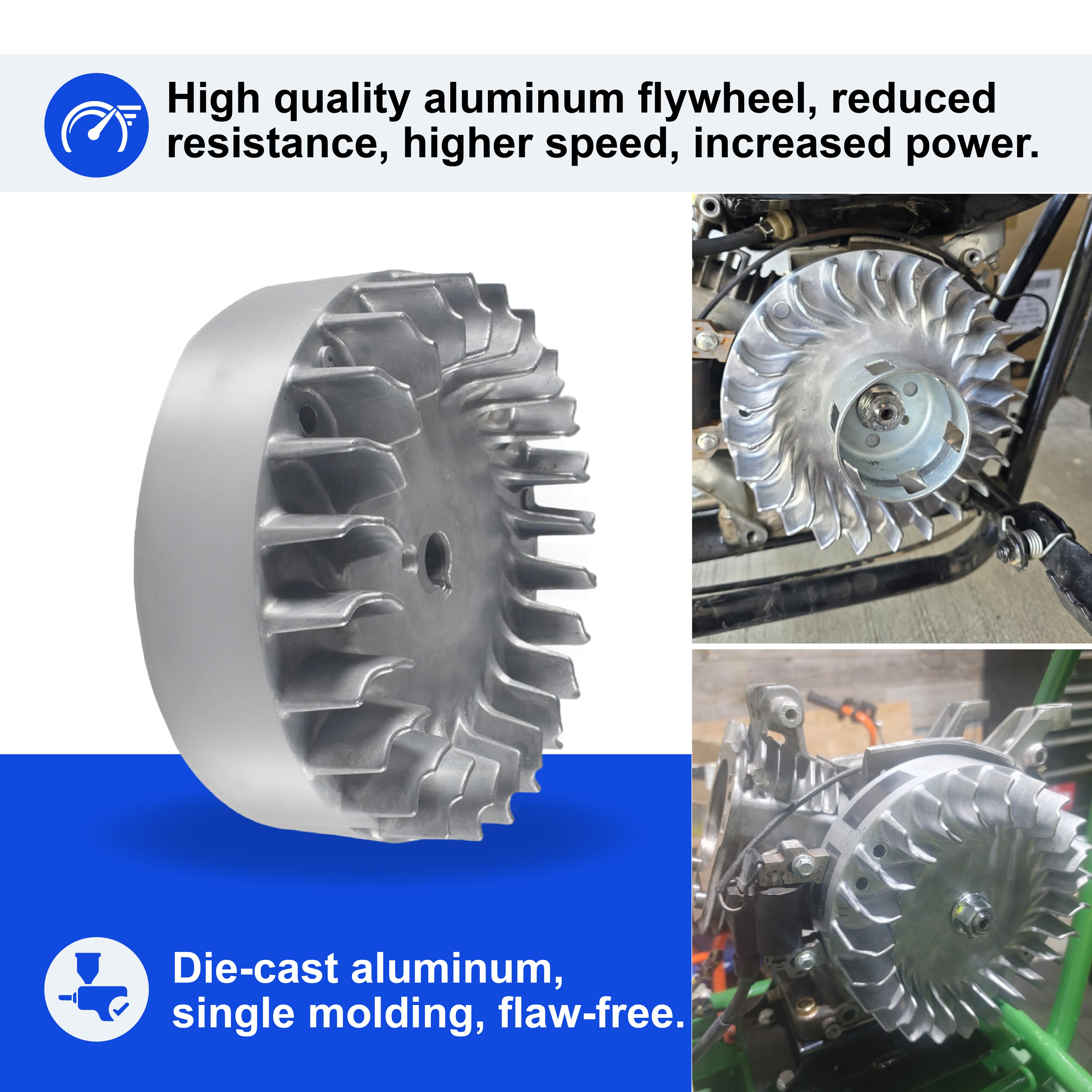 Aluminum Flywheel 10krpm With Spark Plug 22lb Springs For Honda gx200 For Clone 196cc BSP Tilly For Predator 160cc 196cc 212cc 224cc 69730 69736 Non Hemi Mini Bike Performance Parts