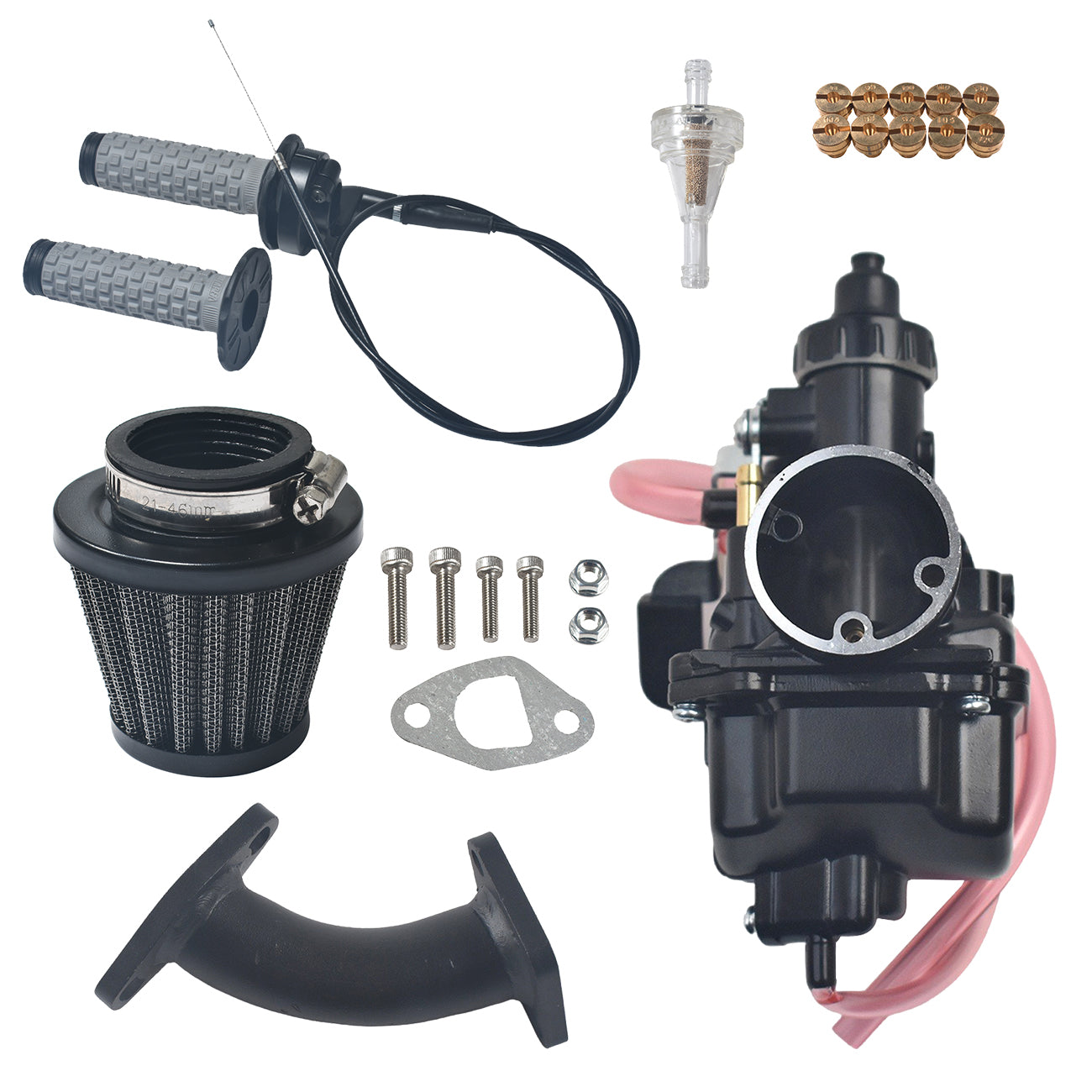 VM22 Black Carburetor Intake Pipe Air Filter Kit Fit For Predator 212cc GX160 Honda GX200 CT200U 196cc KT196 Clones Go Kart Mini Bike Race Kart(Black)