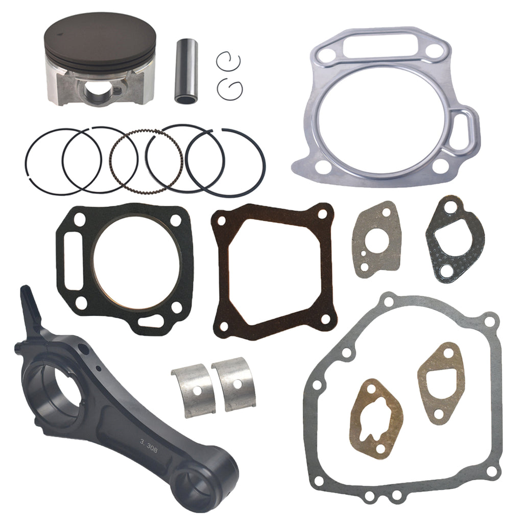 3.308" Billet Aluminum Connecting Rod With 70mm Ceramic Coated Flat Top Piston .550 Gaskets For Predator 212cc Hemi/Non-Hemi Engines Go Kart Parts