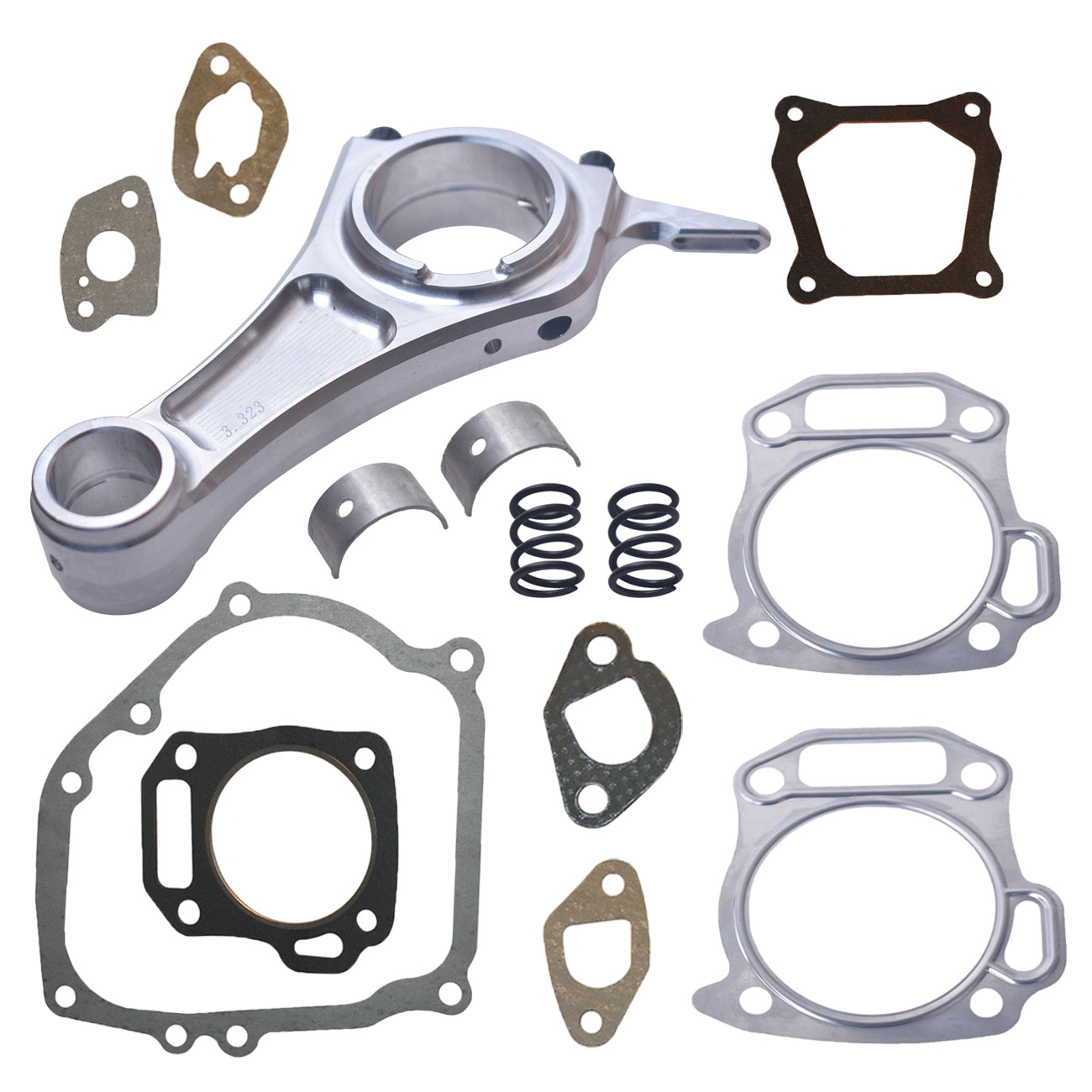 3.323" +020 Billet Aluminum Connecting Rod With 26lb Valve Spring Kit For Honda GX200 For Tillotson For Chinese Clones 160/200 cc
