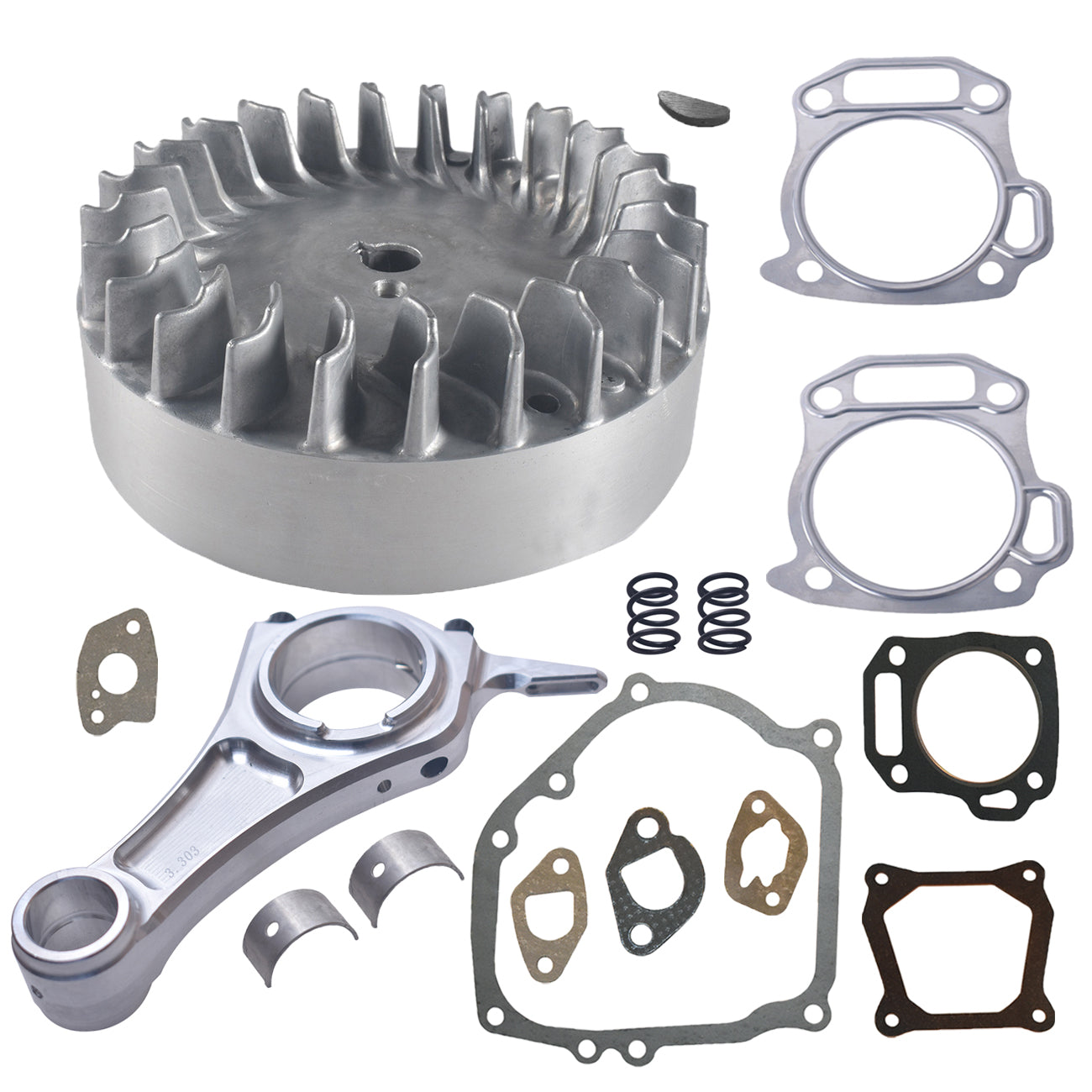 3.303" Billet Aluminum Connecting Rod And 10krpm Flywheel With 26lb Valve Spring Kit For Ghost 212 For Tillotson For Chinese Clones 160/200 cc Non-Hemi