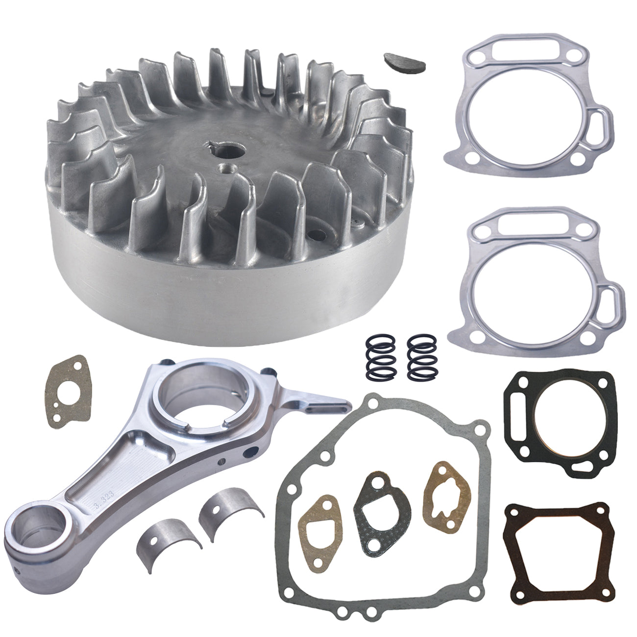 3.323" +020 Billet Aluminum Connecting Rod And 10krpm Flywheel With 26lb Valve Spring Kit For Tillotson For Chinese Clones 160/200 cc Non-Hemi