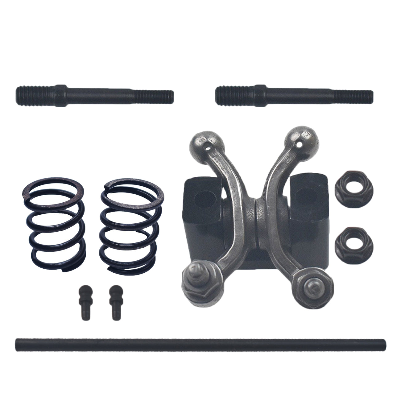 Racing Shaft Rocker Arm Set w Black For Predator 212cc Non Hemiengine Honda GX160 GX200 Engine Mini Bike Stage 2 Performance Parts,Race retainers & 18lb Race Springs