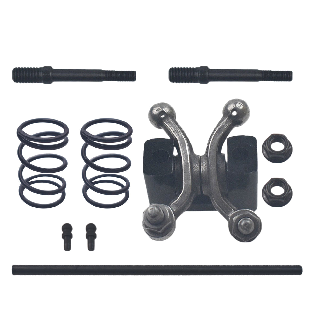 Racing Shaft Rocker Arm Set w Black For Predator 212cc Non Hemiengine Honda GX160 GX200 Engine Mini Bike Stage 2 Performance Parts,Race retainers & 22lb Race Springs