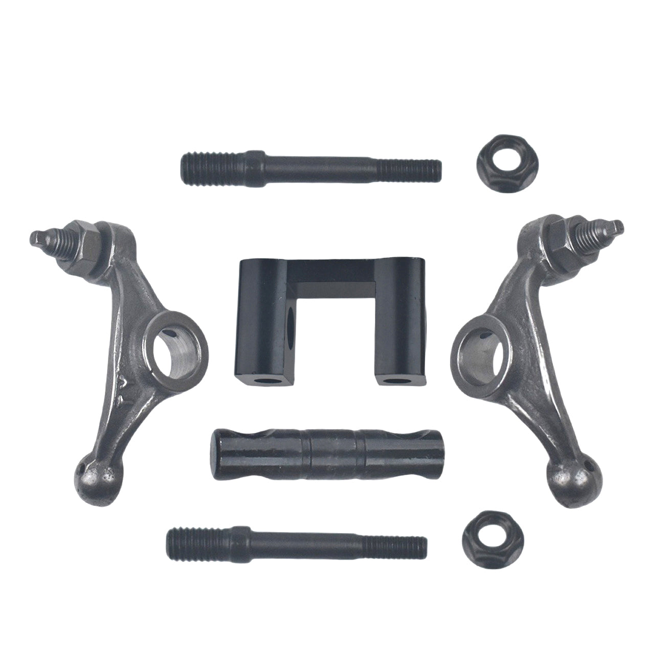 Racing Shaft Rocker Arm Set w Black For Predator 212cc Non Hemiengine Honda GX160 GX200 Engine Mini Bike Stage 2 Performance Parts,Race retainers & 22lb Race Springs