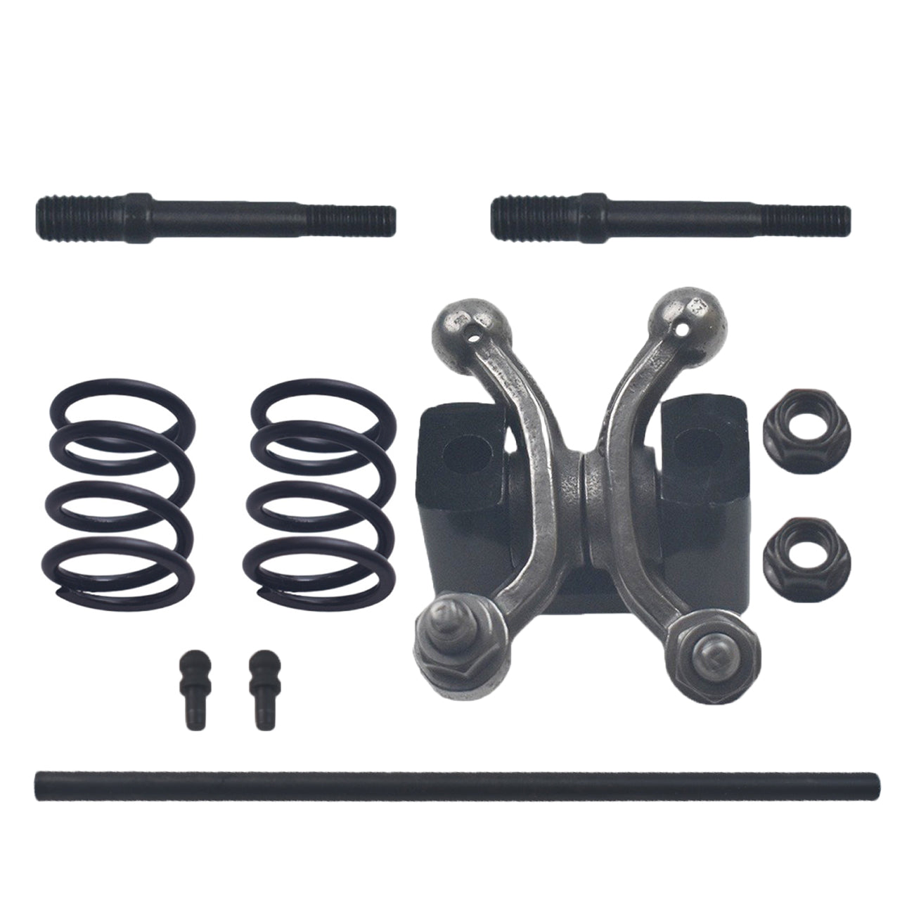 Racing Shaft Rocker Arm Set w Black For Predator 212cc Non Hemiengine Honda GX160 GX200 Engine Mini Bike Stage 2 Performance Parts,Race retainers & 26lb Race Springs