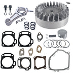 3.323"+.020 Billet Aluminum Connecting Rod And 10krpm Flywheel With 18lb Valve Spring And 70mm Flat Top Piston Kit For Honda GX200 Non-Hemi Engine Go Kart Cart