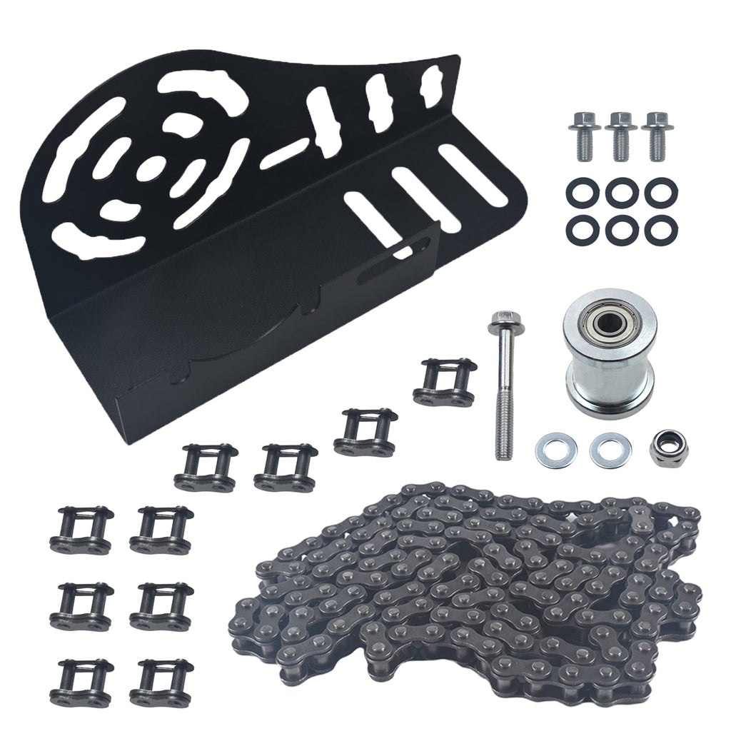 Mini Bike Clutch Cover Chain Guard&35 Chain & Tensioner Kit fit for Coleman CT100U CC100X for Baja DB30 for Predator 79cc 97cc 100cc Mini Bike Go Kart(Silver)