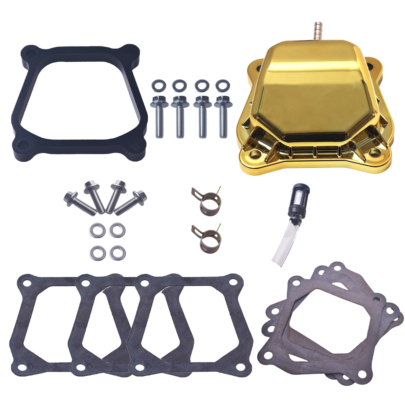Valve Cover Gold With Billet Valve Cover Spacer Black For Predator Non-Hemi 212cc Engine For Coleman BT200X CT200U Go Kart For Honda GX160 GX200 Engine Go Kart Parts
