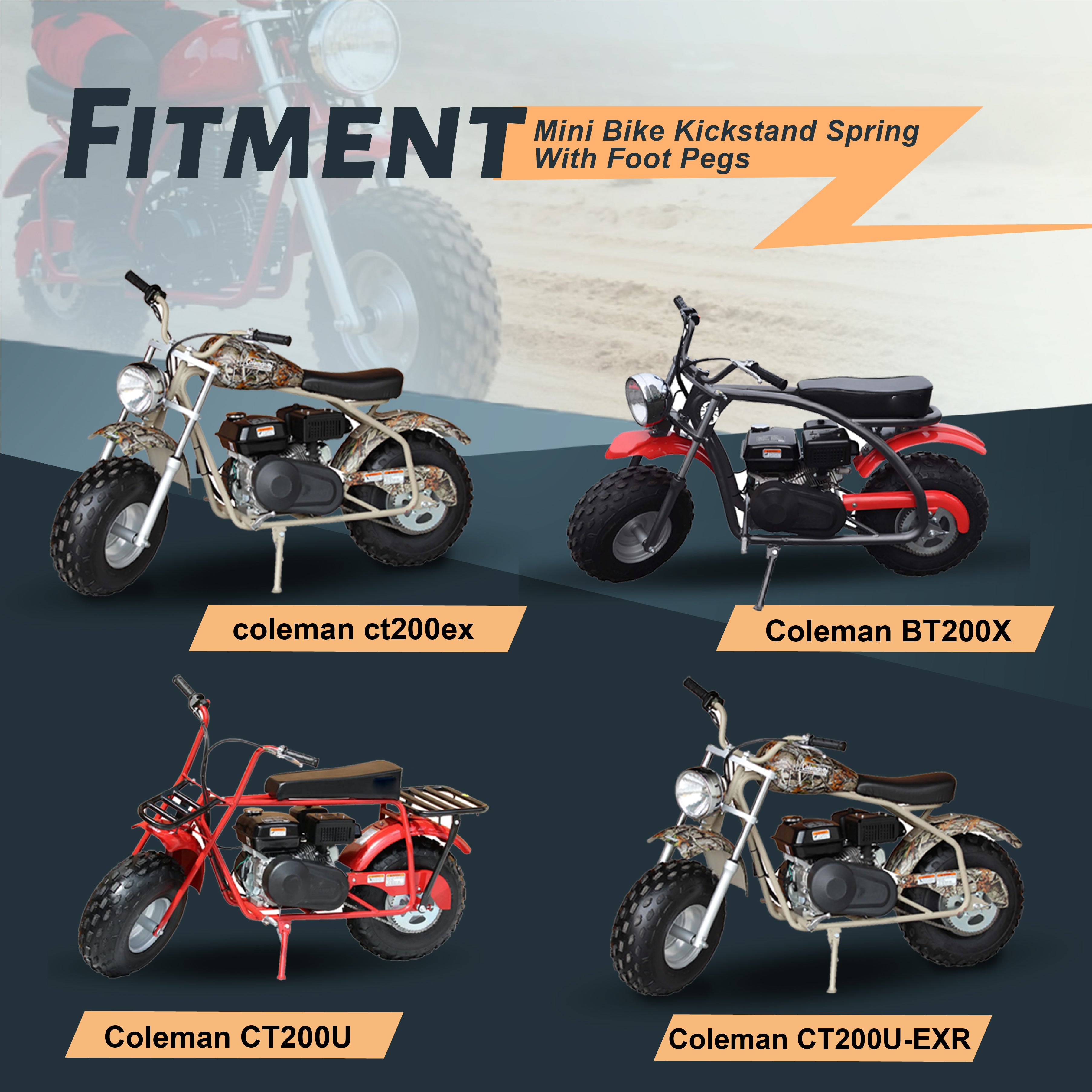 Mini Bike Kickstand Spring with foot pegs for Coleman CT200U Trail 200 CT200U-EX BT200X CT200U-EXR 212cc 196cc 200cc 6.5hp Powersports Mini Bike Parts