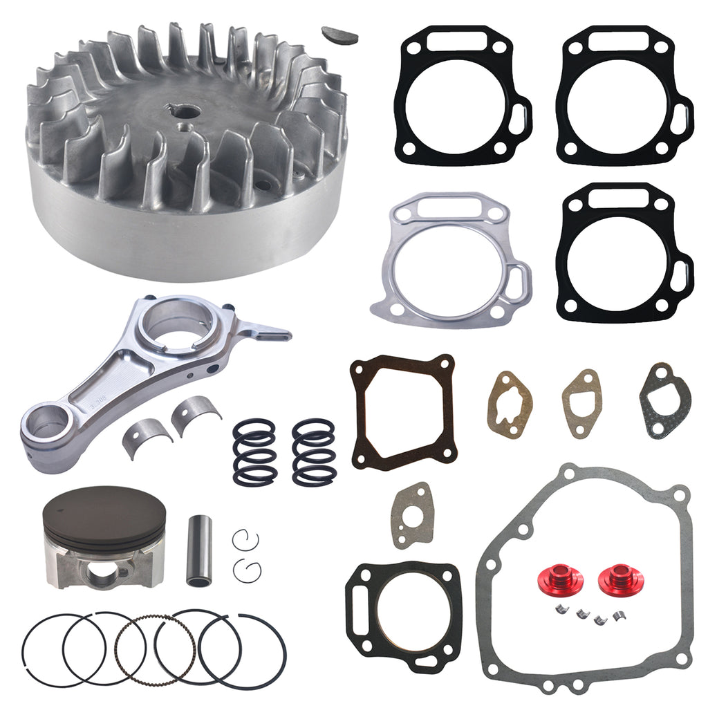 Aluminum Flywheel Billet Rod（3.308） Kit With 70mm Ceramic Coated Flat Top Piston 26lb Valve Spring keepers locks for Predator 212cc 196cc Non-Hemi Engines
