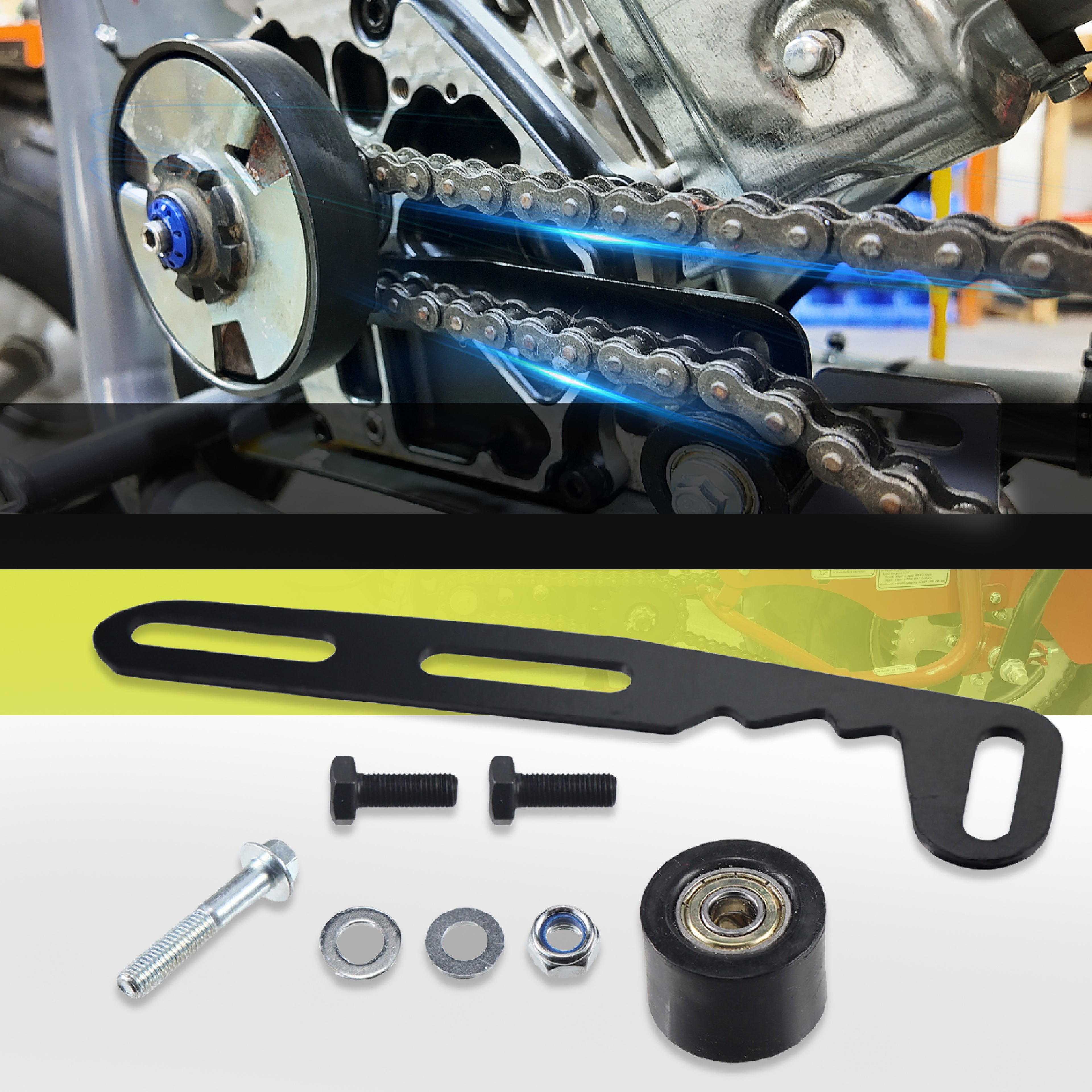 Mini Bike Chain Guard 420 Chain 42 Links & 90 Links with Chain Tensioner Kit for Coleman CT200U CT200U-EX BT200X Baja Warrior MB200 MB165 Massimo for Predator 212cc 196cc 6.5hp 5.5hp minibike Parts
