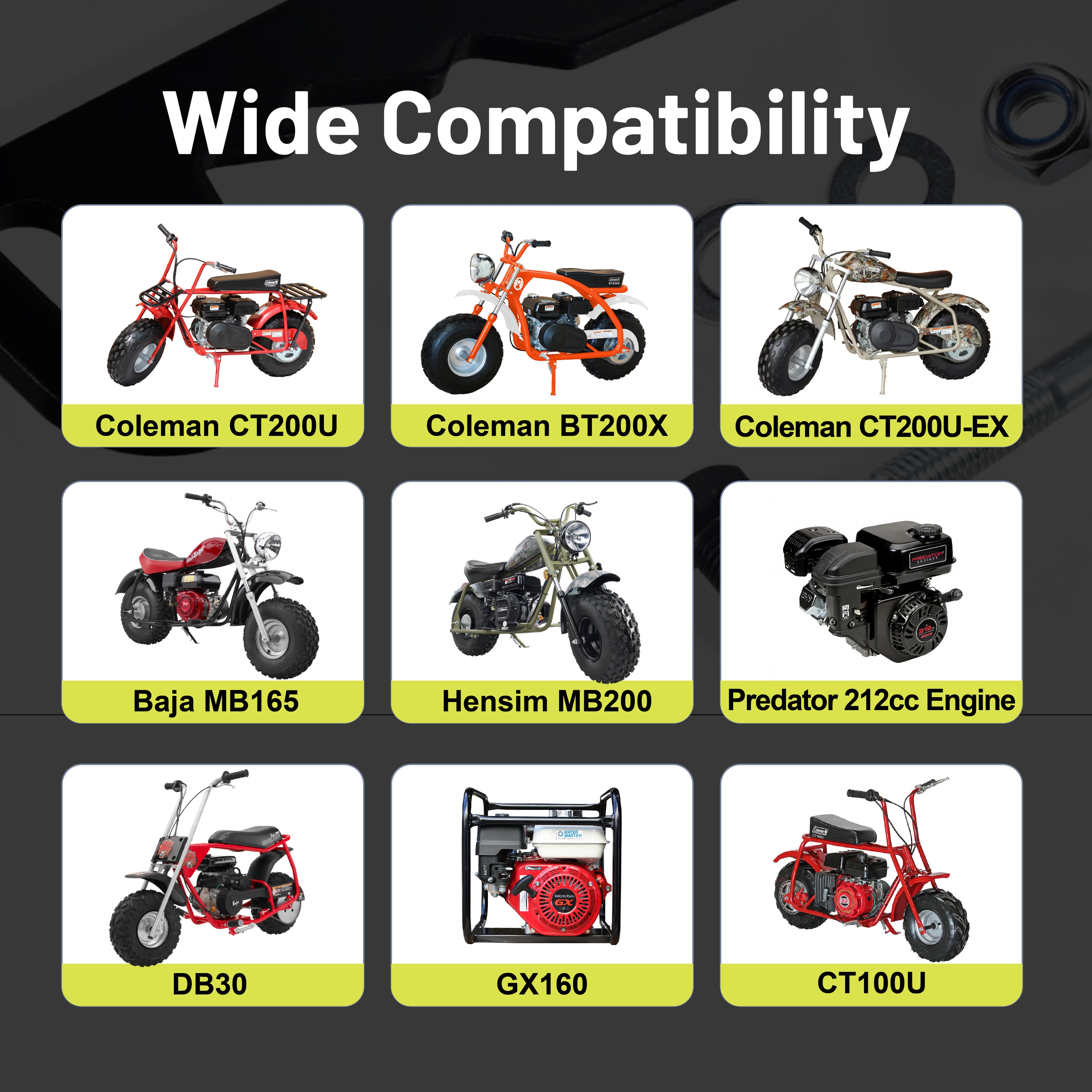 Mini Bike Chain Guard 420 Chain 42 Links with Chain Tensioner Kit for Predator 212cc 196cc Coleman CT200U CT200U-EX BT200X for Baja Warrior MB200 MB165 Massimo 6.5hp 5.5hp Minibike Parts