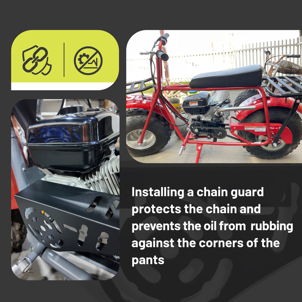 Mini Bike Chain Guard 420 Chain 42 Links with Chain Tensioner Kit for Predator 212cc 196cc Coleman CT200U CT200U-EX BT200X for Baja Warrior MB200 MB165 Massimo 6.5hp 5.5hp Minibike Parts