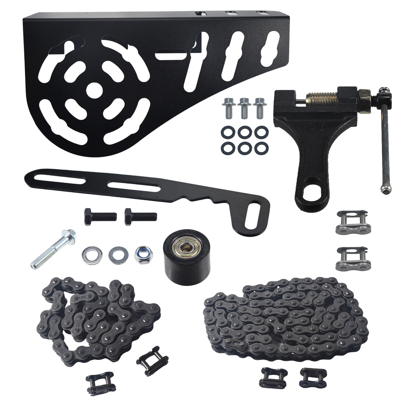 Mini Bike Chain Guard Cover 420 Chain 42&90 Links with Chain Tensioner Kit for Coleman CT200U CT200U-EX BT200X Baja Warrior MB200 MB165 Massimo for Predator 212cc 196cc 6.5hp 5.5hp Mini Bike Parts