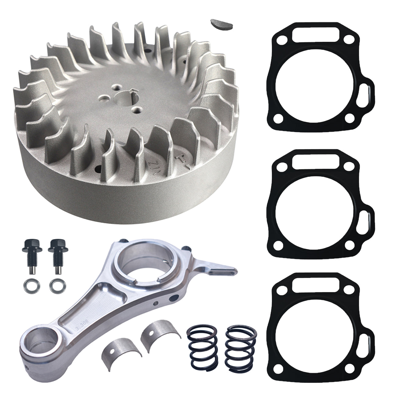 3.308" Billet Aluminum Connecting Rod And 10krpm Flywheel With 18lb Valve Spring Kit For Predator 212cc Only Hemi Engine Go Kart Cart