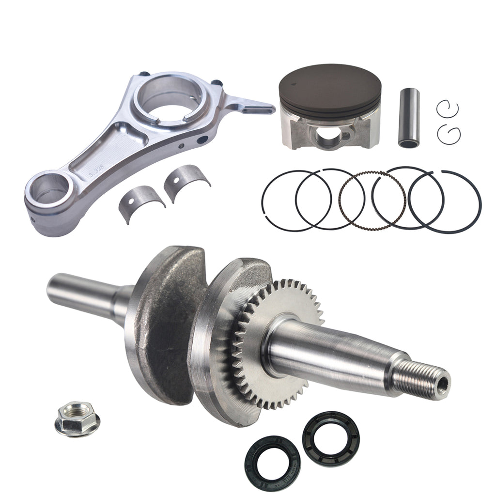 55mm Stroker Crankshaft 3.328" Billet Aluminum Connecting Rod 70mm Ceramic Coated Flat-Top Piston Stroker Rotating Assembly For Predator 212cc Hemi Engine Go Kart Mini Bike Silver