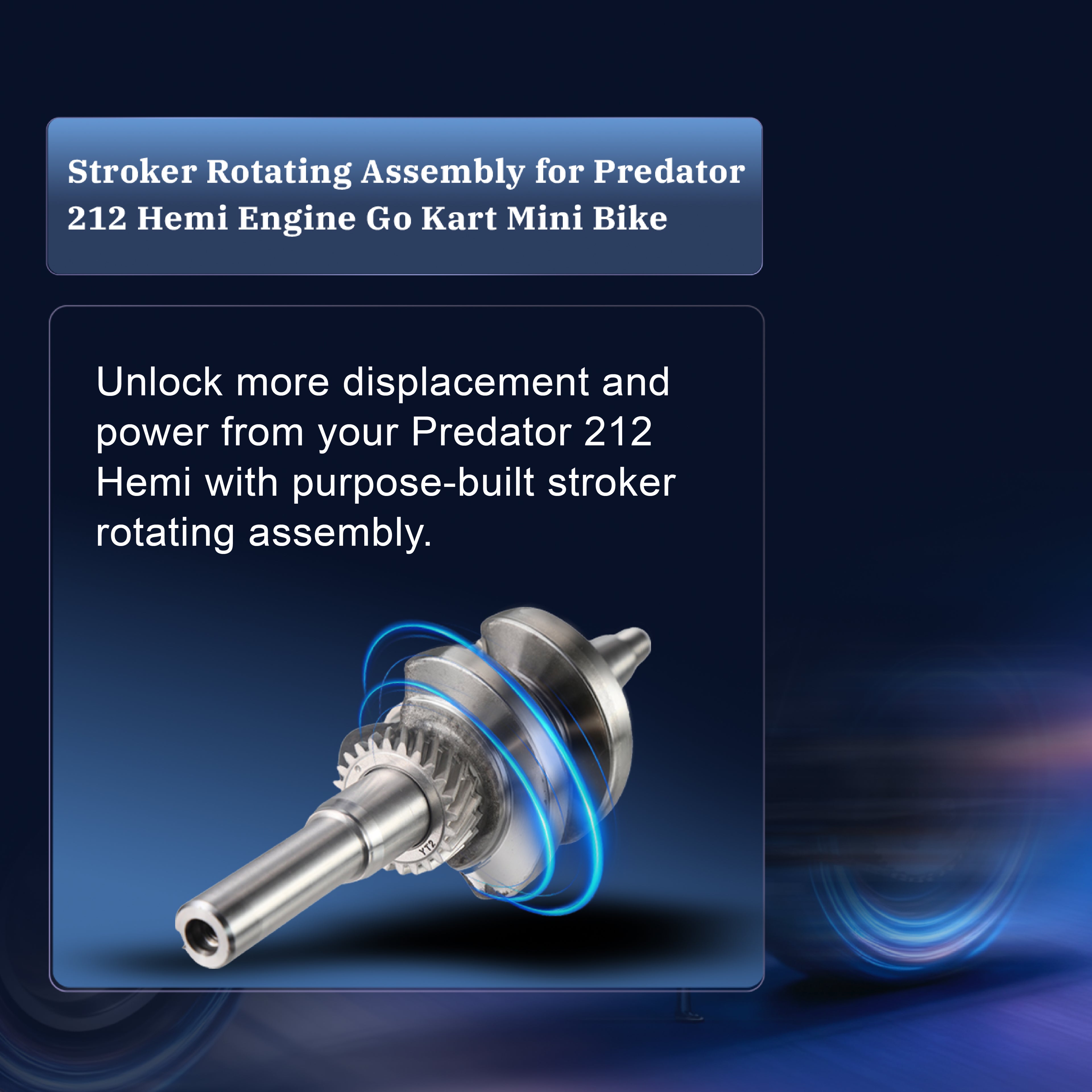 55mm Stroker Crankshaft 3.308" Billet Aluminum Connecting Rod 70mm Ceramic Coated Flat-Top Piston Stroker Rotating Assembly For Predator 212cc Hemi Engine Go Kart Mini Bike Silver