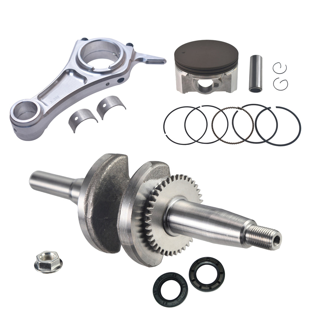 55mm Stroker Crankshaft 3.308" Billet Aluminum Connecting Rod 70mm Ceramic Coated Flat-Top Piston Stroker Rotating Assembly For Predator 212cc Hemi Engine Go Kart Mini Bike Silver