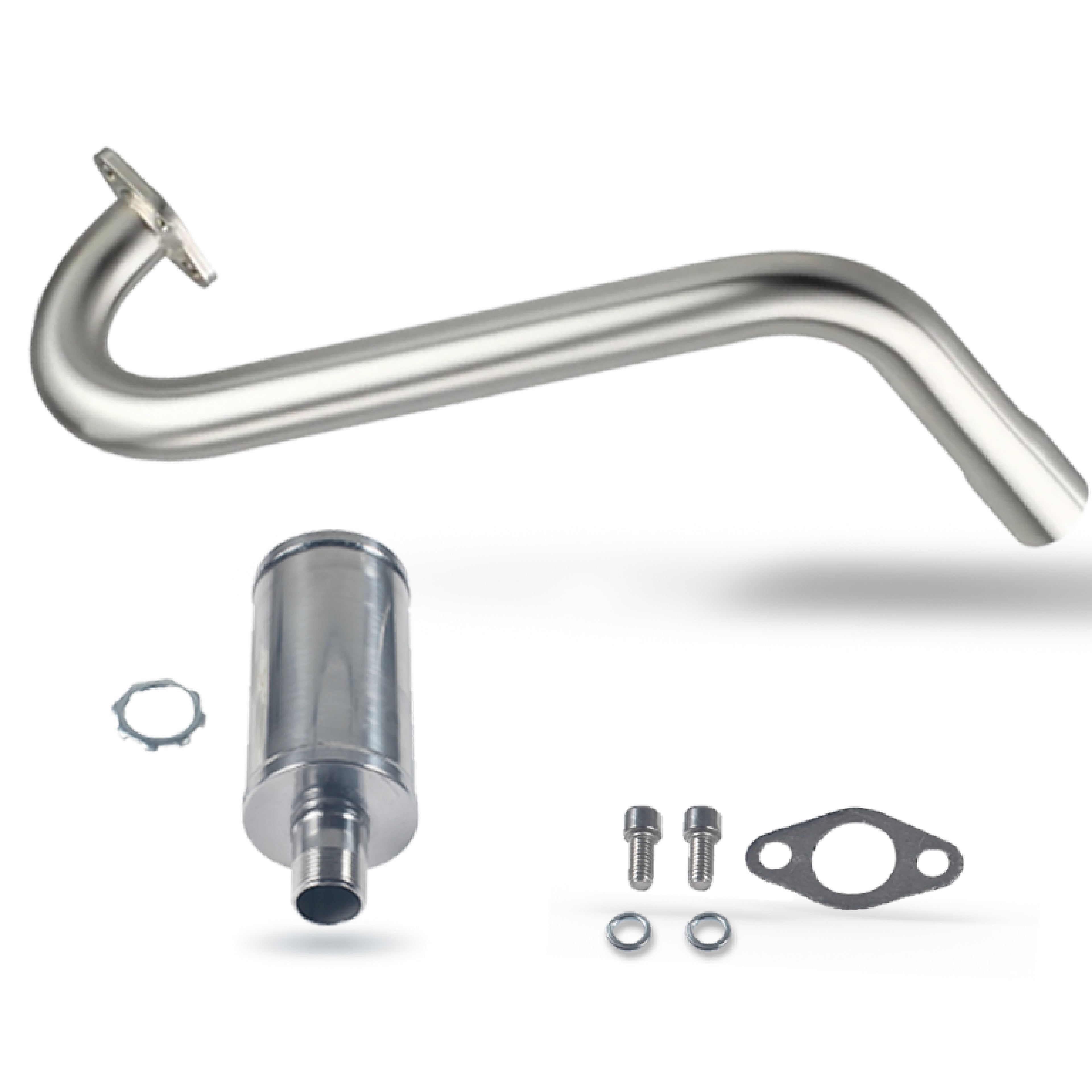 Upgrade Right Long Exhaust Pipe With Muffler For Coleman CT100U CC100X 98cc For FRP GMB100 Mini Bike For Predator 79cc 3hp Engine Mini Bike Silver