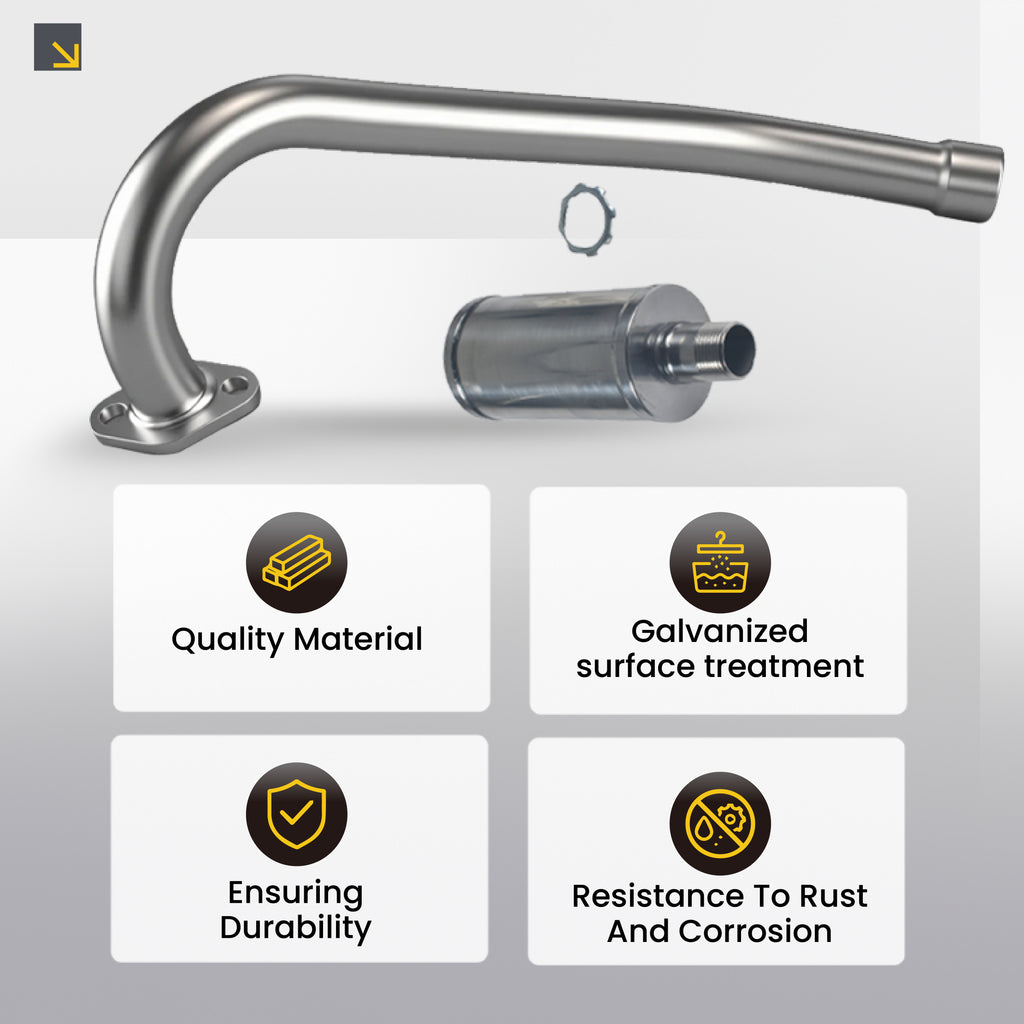 Upgrade Right Long Exhaust Pipe With Muffler For Coleman CT100U CC100X 98cc For FRP GMB100 Mini Bike For Predator 79cc 3hp Engine Mini Bike Silver