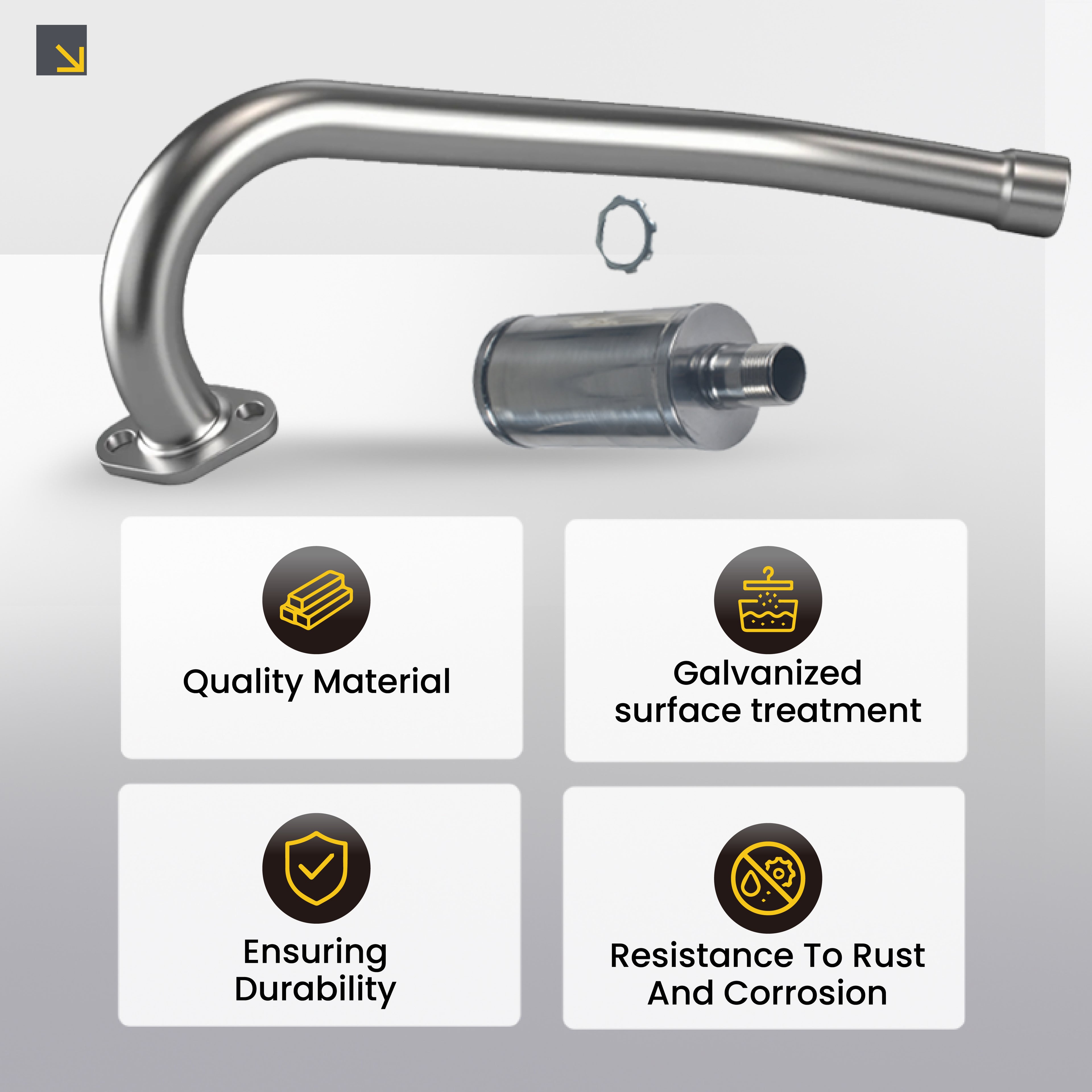 Upgrade Right Long Exhaust Pipe With Muffler For Coleman CT100U CC100X 98cc For FRP GMB100 Mini Bike For Predator 79cc 3hp Engine Mini Bike Silver