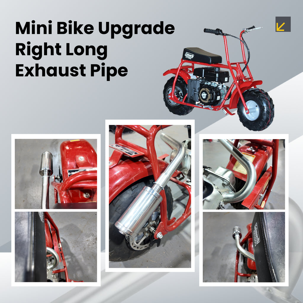 Upgrade Right Long Exhaust Pipe With Muffler For Coleman CT100U CC100X 98cc For FRP GMB100 Mini Bike For Predator 79cc 3hp Engine Mini Bike Silver